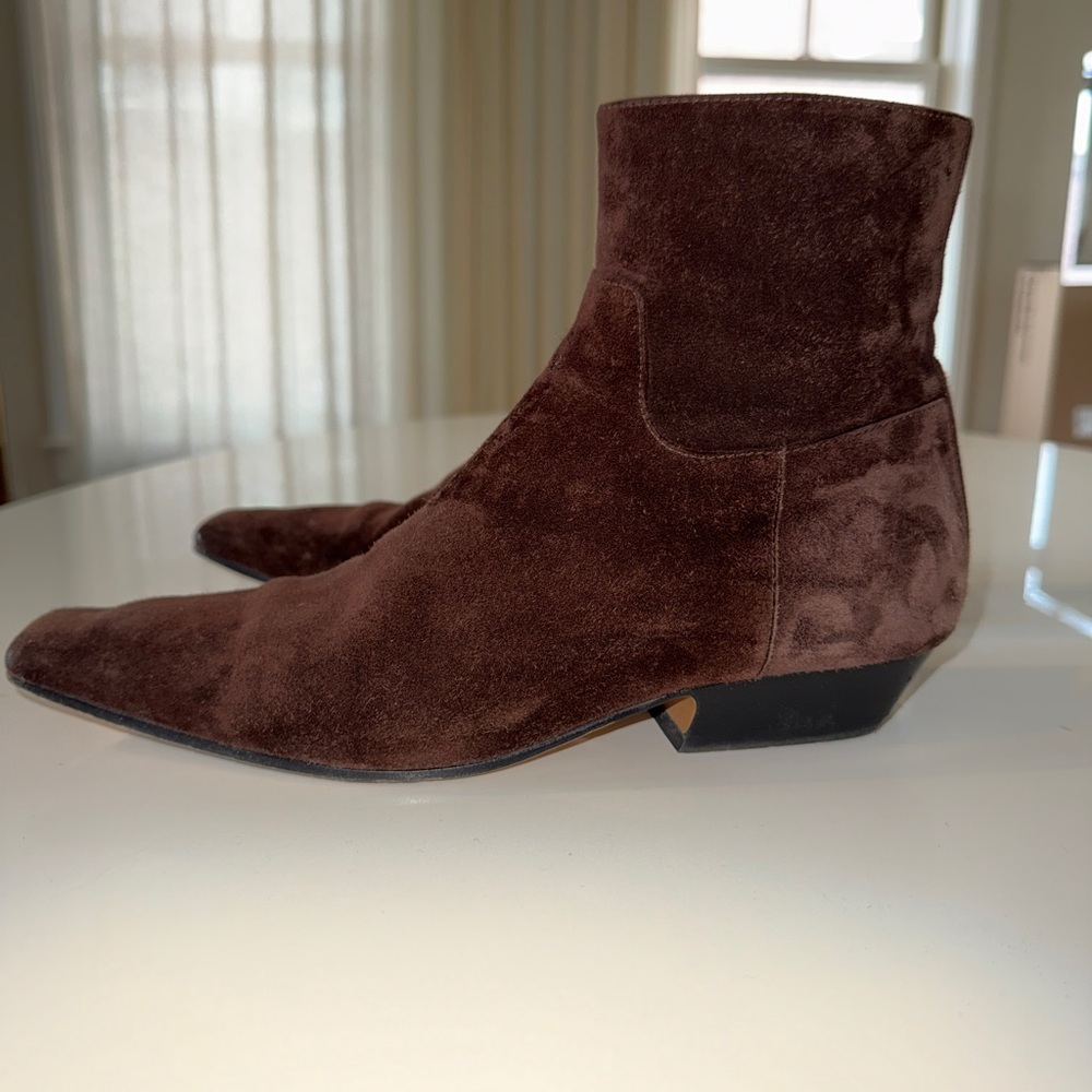 Khaite Marfa Dark Brown Suede Ankle Boots